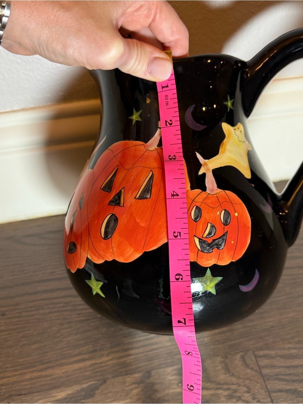 VINTAGE Target Black Ceramic Halloween Pitcher with Orange Jack-o'-Lanterns - Picture 8 of 9